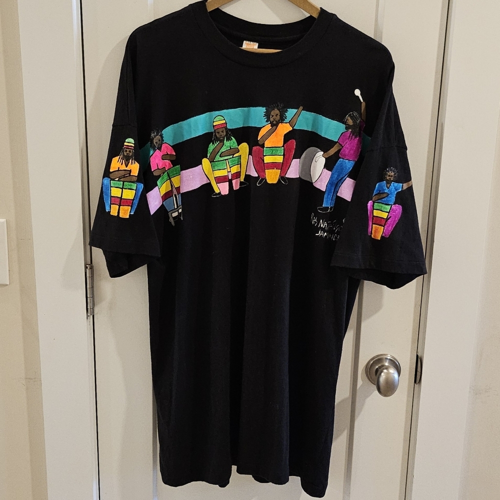 Vintage Ras Natango Hand Painted Jamaican Reggae Band T-Shirt - Size XXL - Black